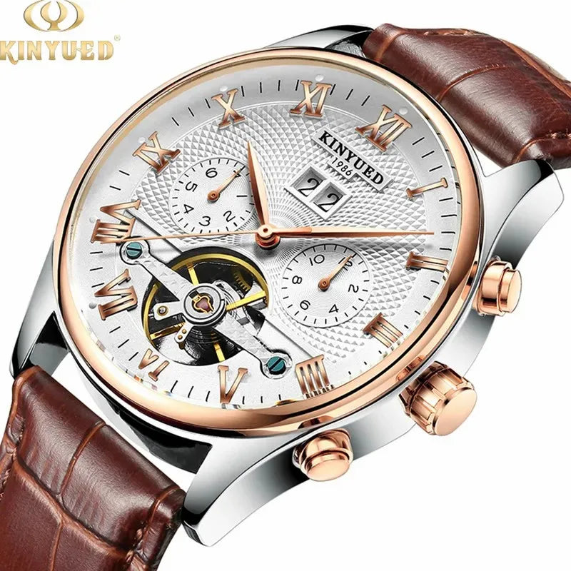 Kinyued J012 Men’s Automatic Mechanical Watch – Luxury Tourbillon Design, Factory-Made Wristwatch